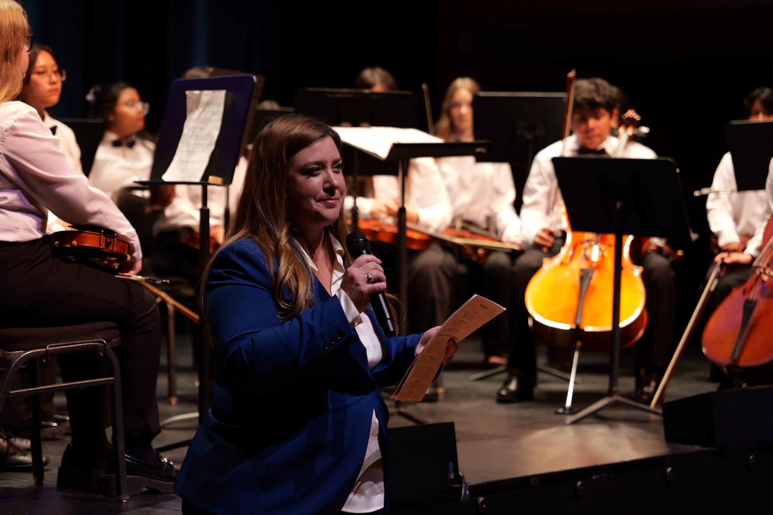 Lisa Petersen, vice president of education at the Segerstrom Center for the Arts, welcomes attendees to the 2025 OCMAA Awards.