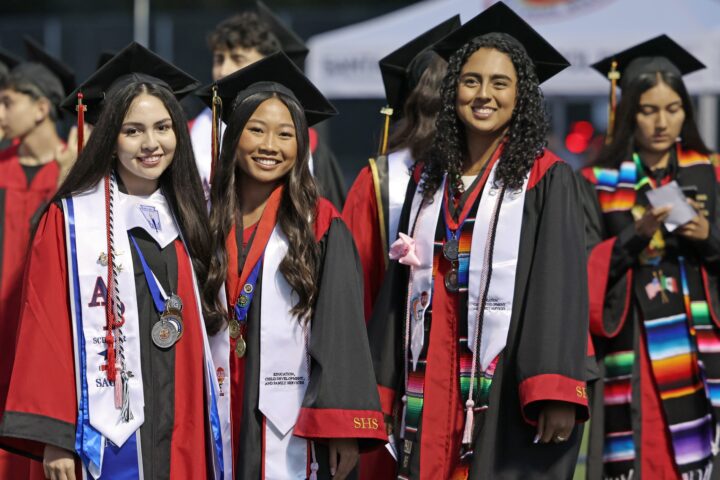Students from Segerstrom High School’s Class of 2025 take part in their graduation ceremony on May 28.