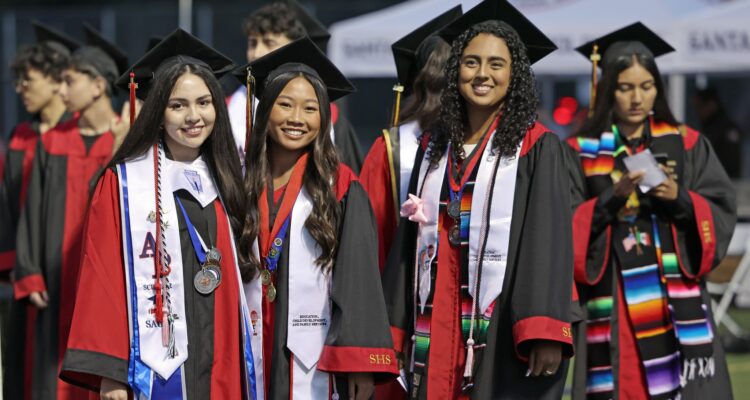 Students from Segerstrom High School’s Class of 2025 take part in their graduation ceremony on May 28.