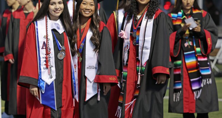 Students from Segerstrom High School’s Class of 2025 take part in their graduation ceremony on May 28.