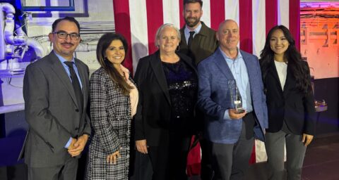 OCDE's Inside the Outdoors program and OC Waste & Recycling accept the Excellence in Recycling Public Education award at the National Waste & Recycling Industry Conference January 21. (Courtesy of OC Waste & Recycling)