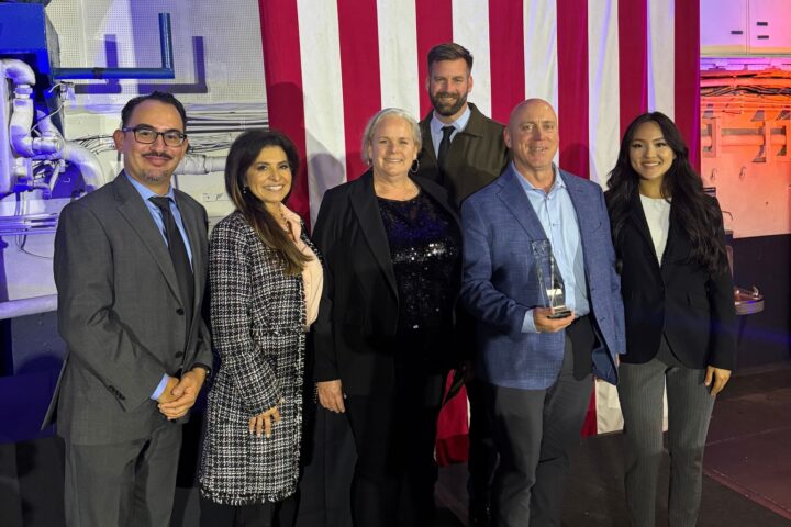 OCDE's Inside the Outdoors program and OC Waste & Recycling accept the Excellence in Recycling Public Education award at the National Waste & Recycling Industry Conference January 21. (Courtesy of OC Waste & Recycling)