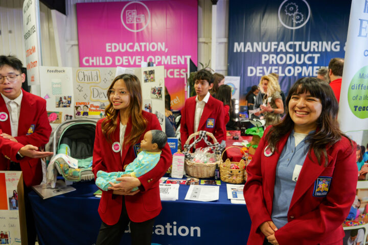 Garden Grove Unified students in the child development pathway show what they have learned in their career courses at the 11th annual OC Pathways Showcase last year.