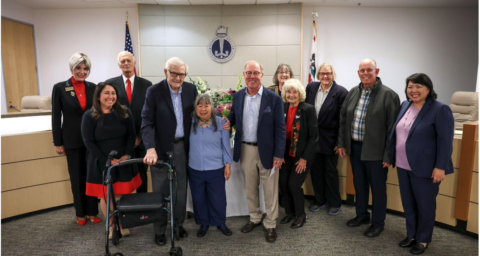 Kay Nakauchi being recognized at December 2025 HBUHSD Board Meeting.