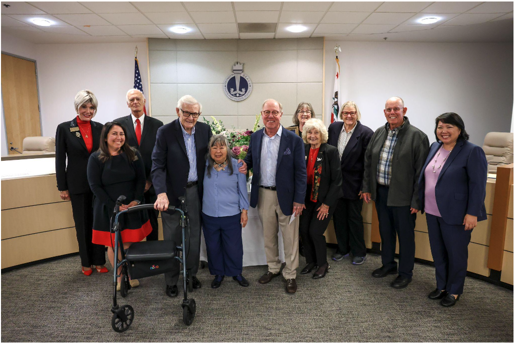 Kay Nakauchi being recognized at December 2025 HBUHSD Board Meeting.