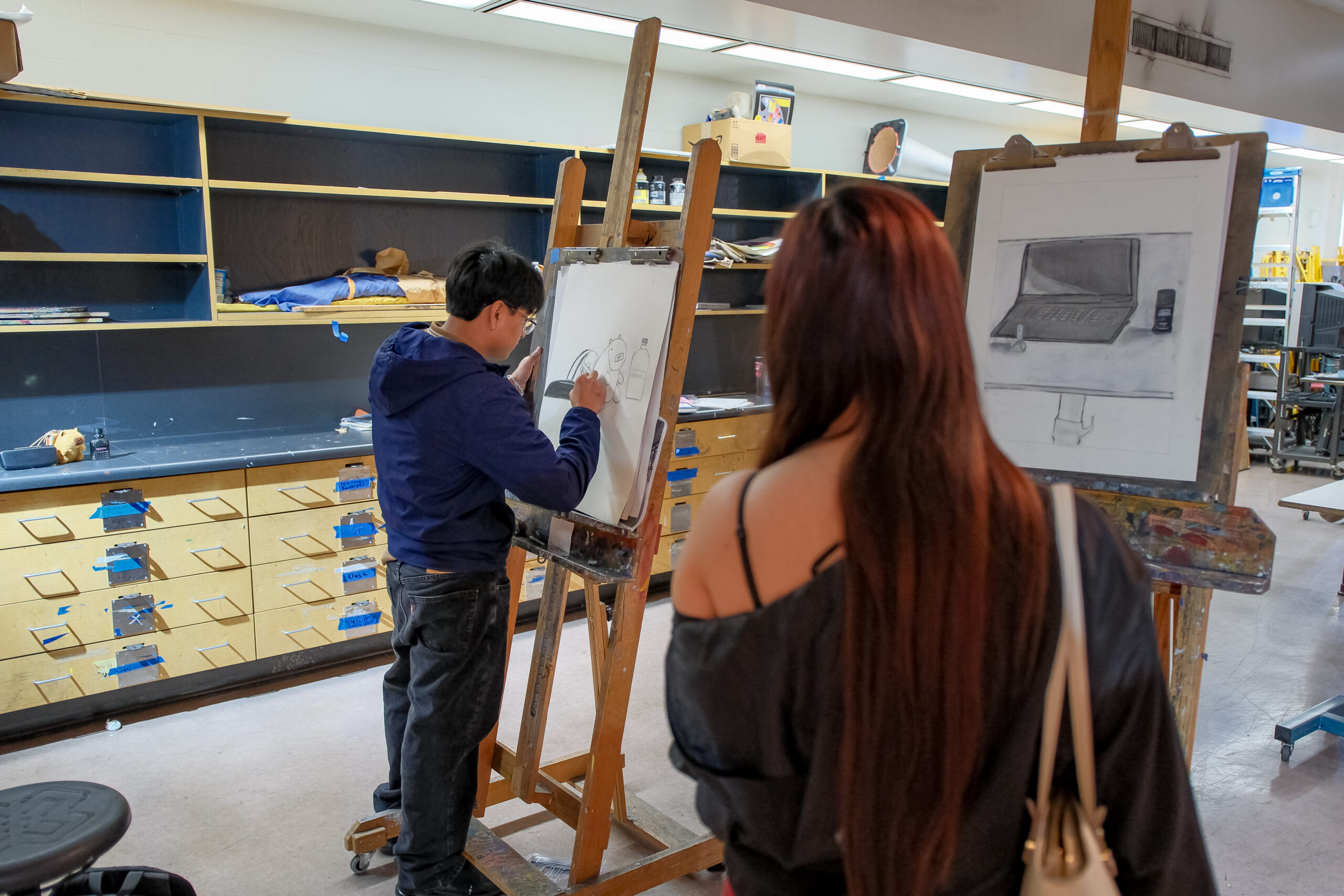 College students demonstrated their artistic skills for visiting high schoolers at the College and Career Pathways in the Arts event.
