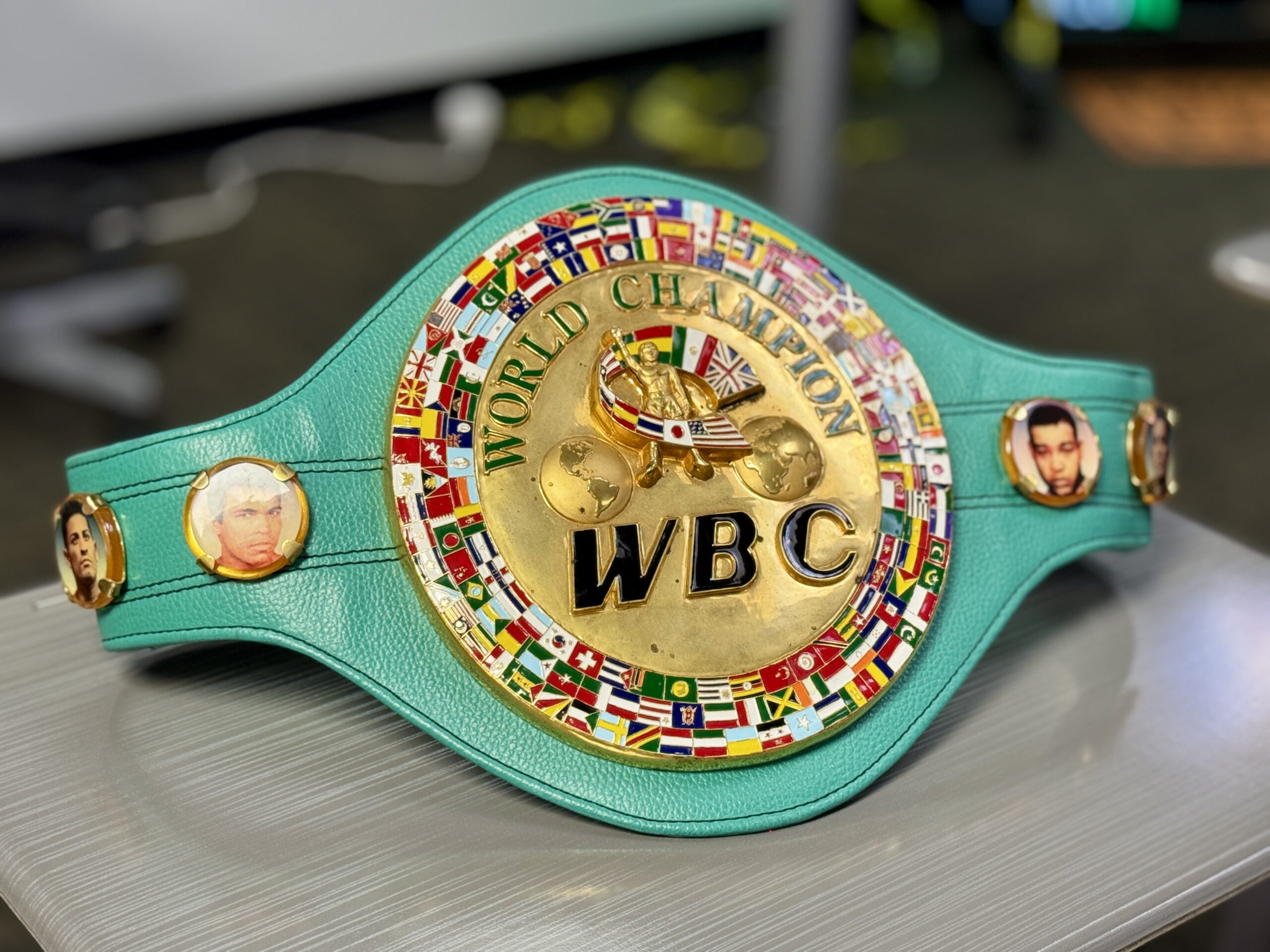 One of Abner Mares' championship belts from the World Boxing Council.