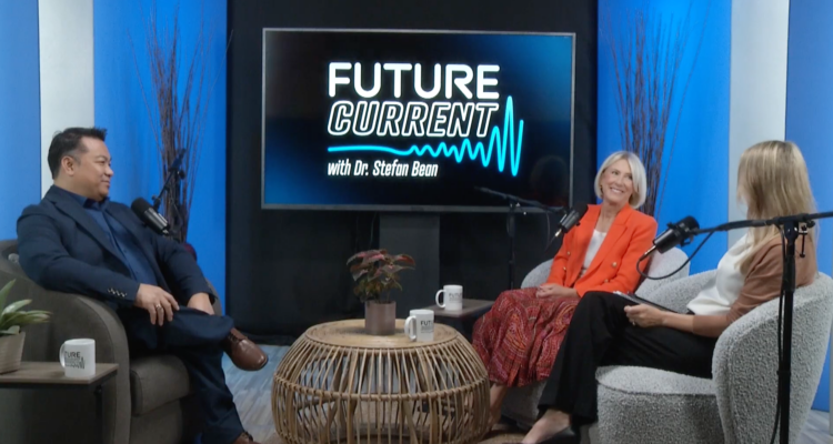 County Superintendent Dr. Stefan Bean and educator Lainie Rowell speak with Sue Parks, president and CEO of Orange County United Way, on the set of OCDE’s FutureCurrent podcast.