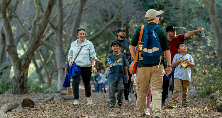 Students attend a field trip at the Shipley Nature Center with Inside the Outdoors staff and their families.