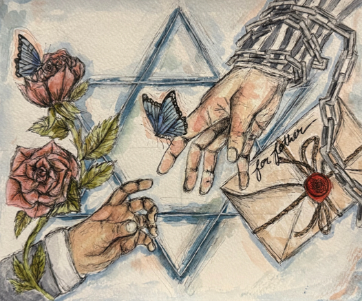 “Reaching for Love,” a first-place artwork by Brea Junior High School student Audrey Ho, was created for Chapman University’s Holocaust Art and Writing Contest. 