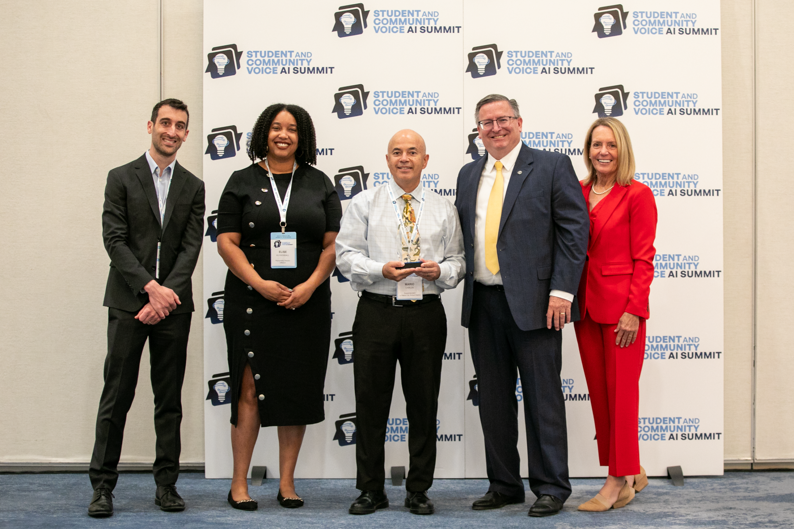La Habra City educators receiving their award at the Student & Community Voice AI Summit held at the Anaheim Hilton from March 19 to 21.