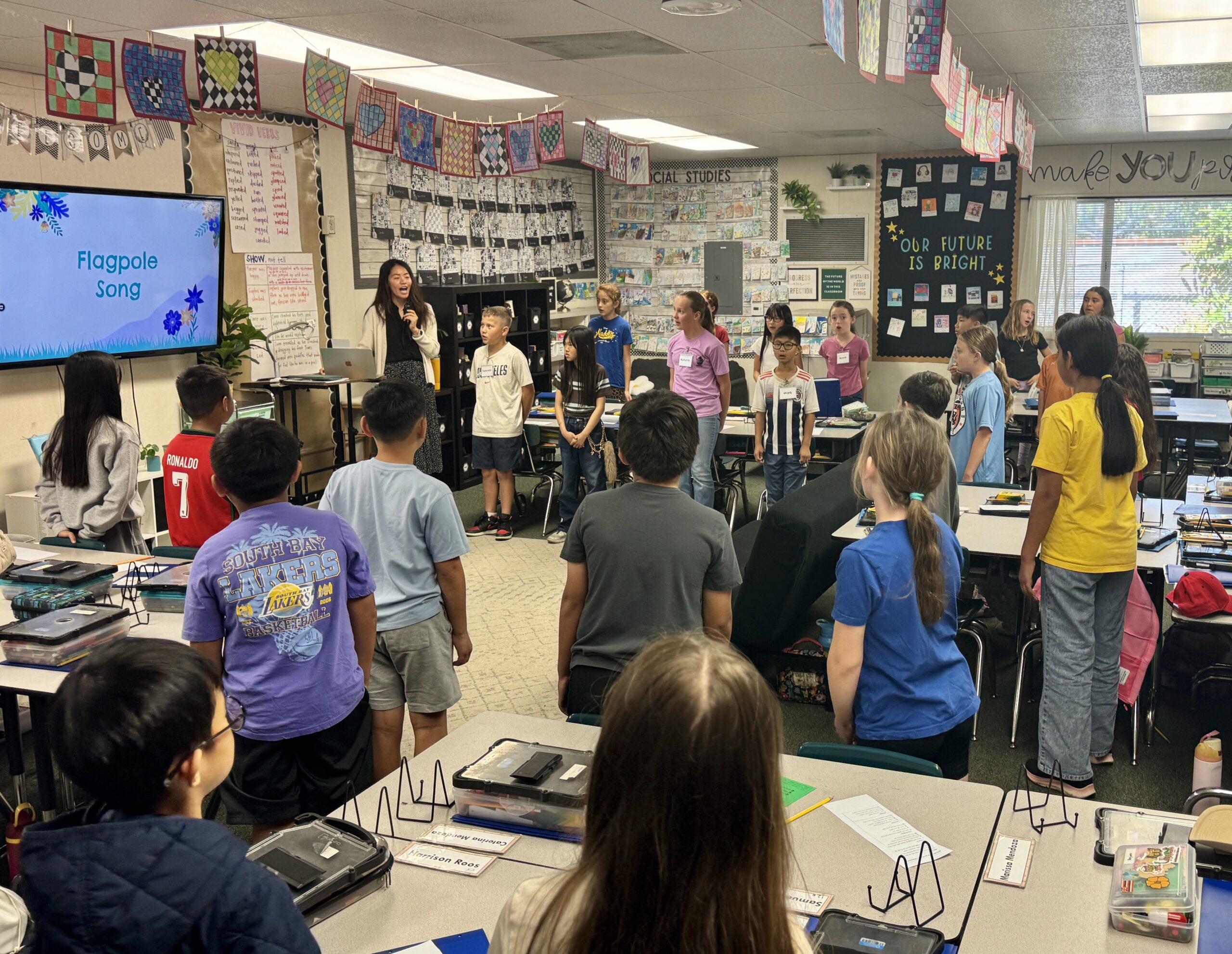 Students at Beechwood School in the Fullerton Unified School District sing a song about caring for the environment set to the tune of Katy Perry’s “Firework.”