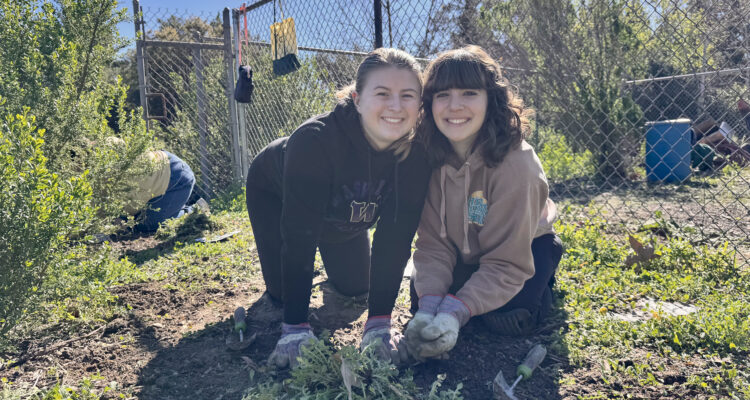 Two volunteers take part in a habitat restoration event hosted by OCDE’s Inside the Outdoors program, helping remove invasive plants and support native ecosystems at a regional park.