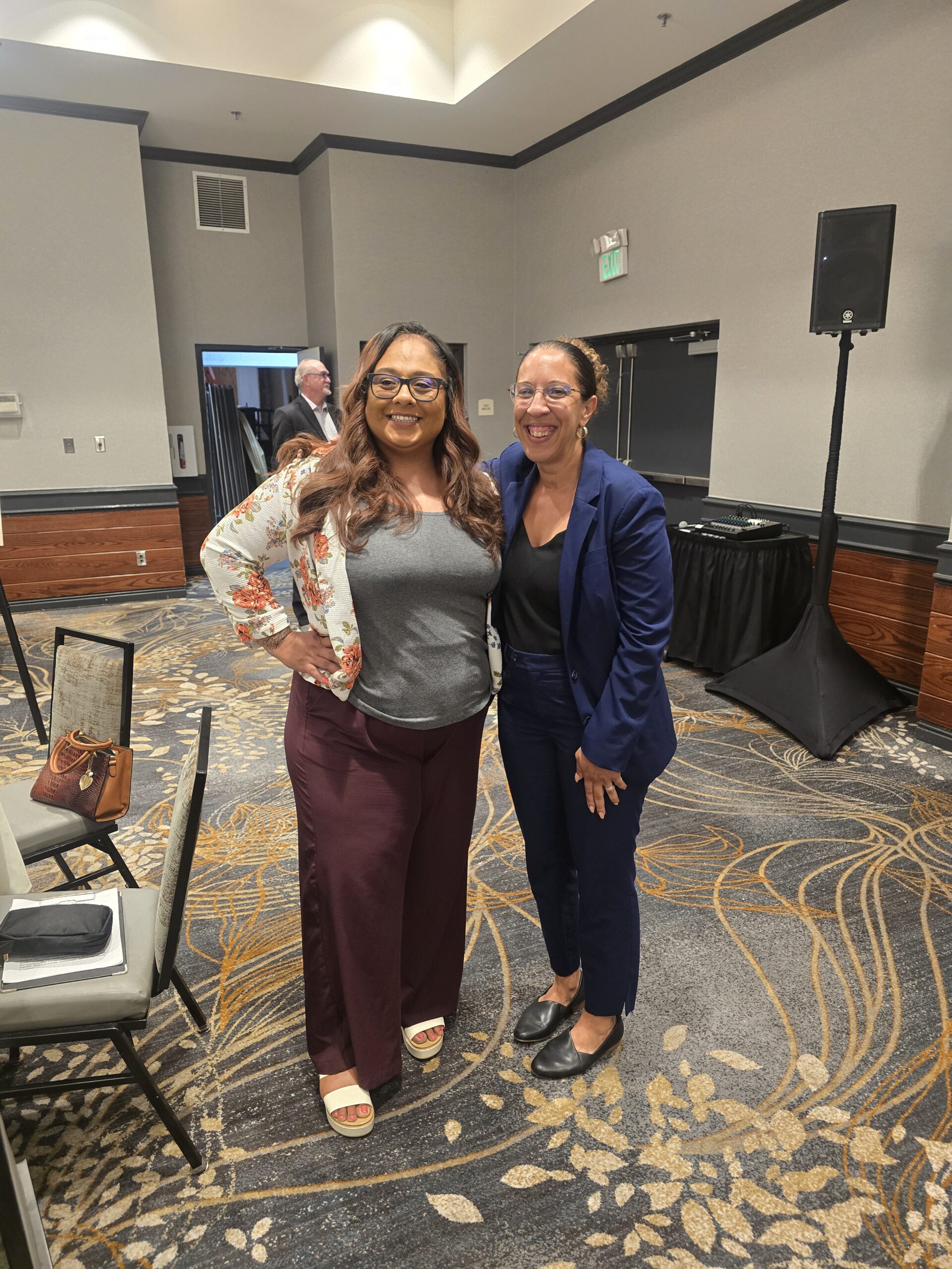 Raelene Velasquez, left, poses for a photo with Sunburst Youth Academy Principal Dinah Ismail during the 2026 California Classified School Employees of the Year recognition event May 20 in Sacramento.