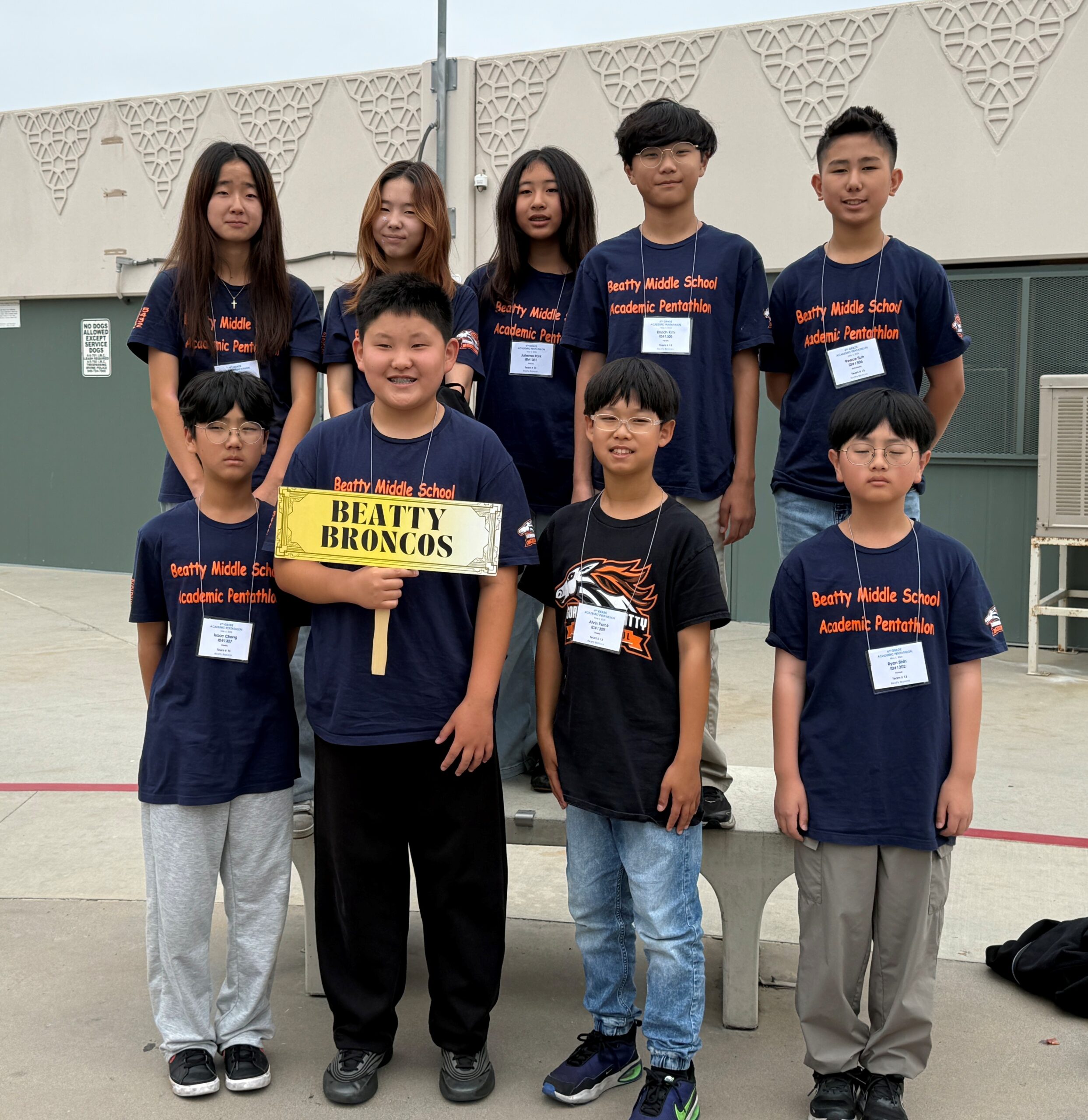 Students from Gordon H. Beatty Middle School in the Buena Park School District pose for a photo during the 2026 Orange County Academic Pentathlon competition.