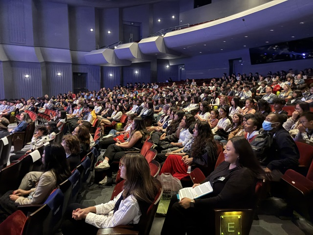 Audience members seated inside the Barclay Theatre during the Orange County Friday Night Live Partnership Chapter Recognition Ceremony.
