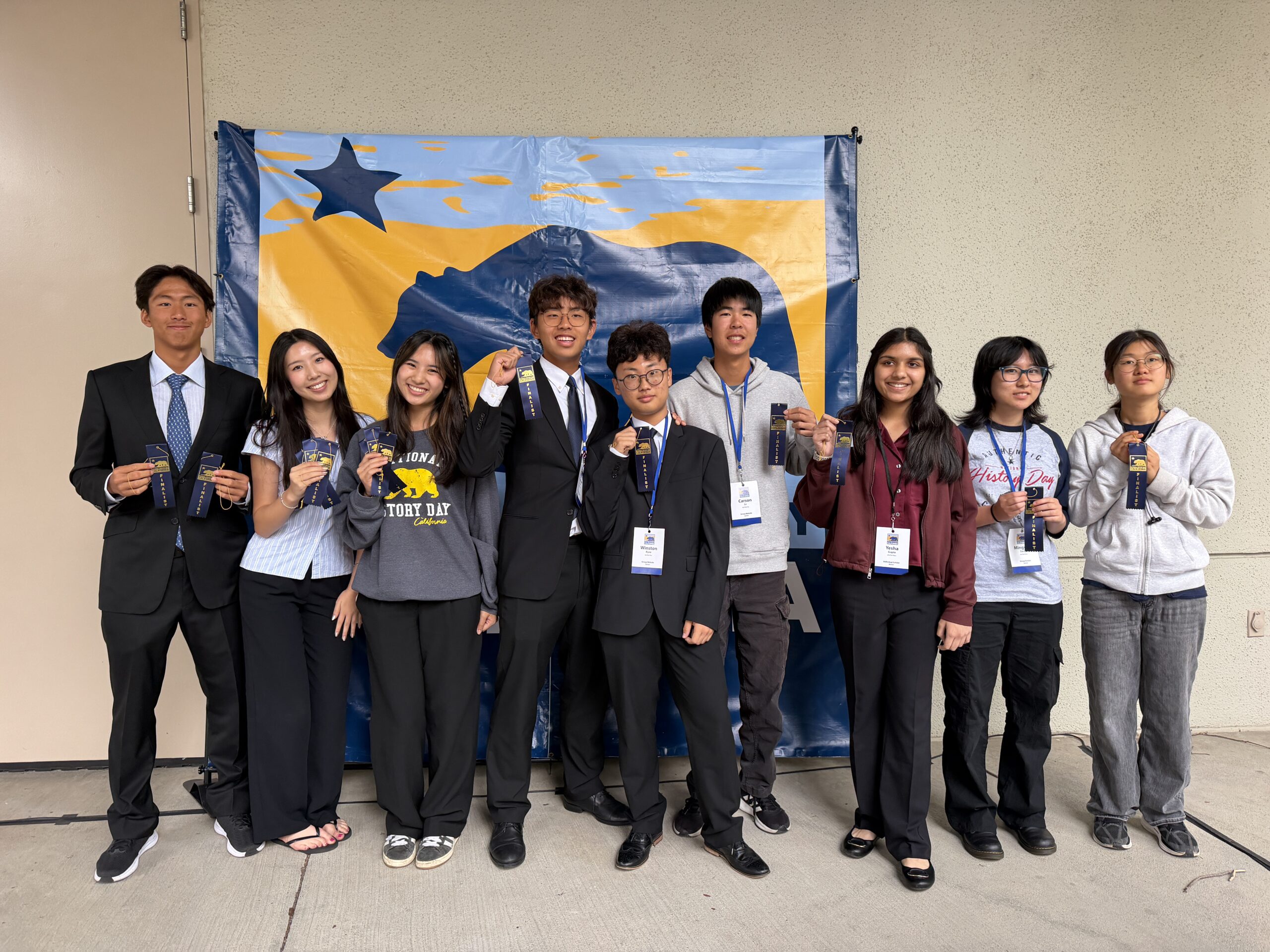 Northwood High School students pose with their finalist ribbons at the NHD-CA competition.