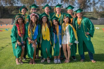 Members of the Class of 2026 from Brea Olinda High School pose for a photo after receiving their diplomas.