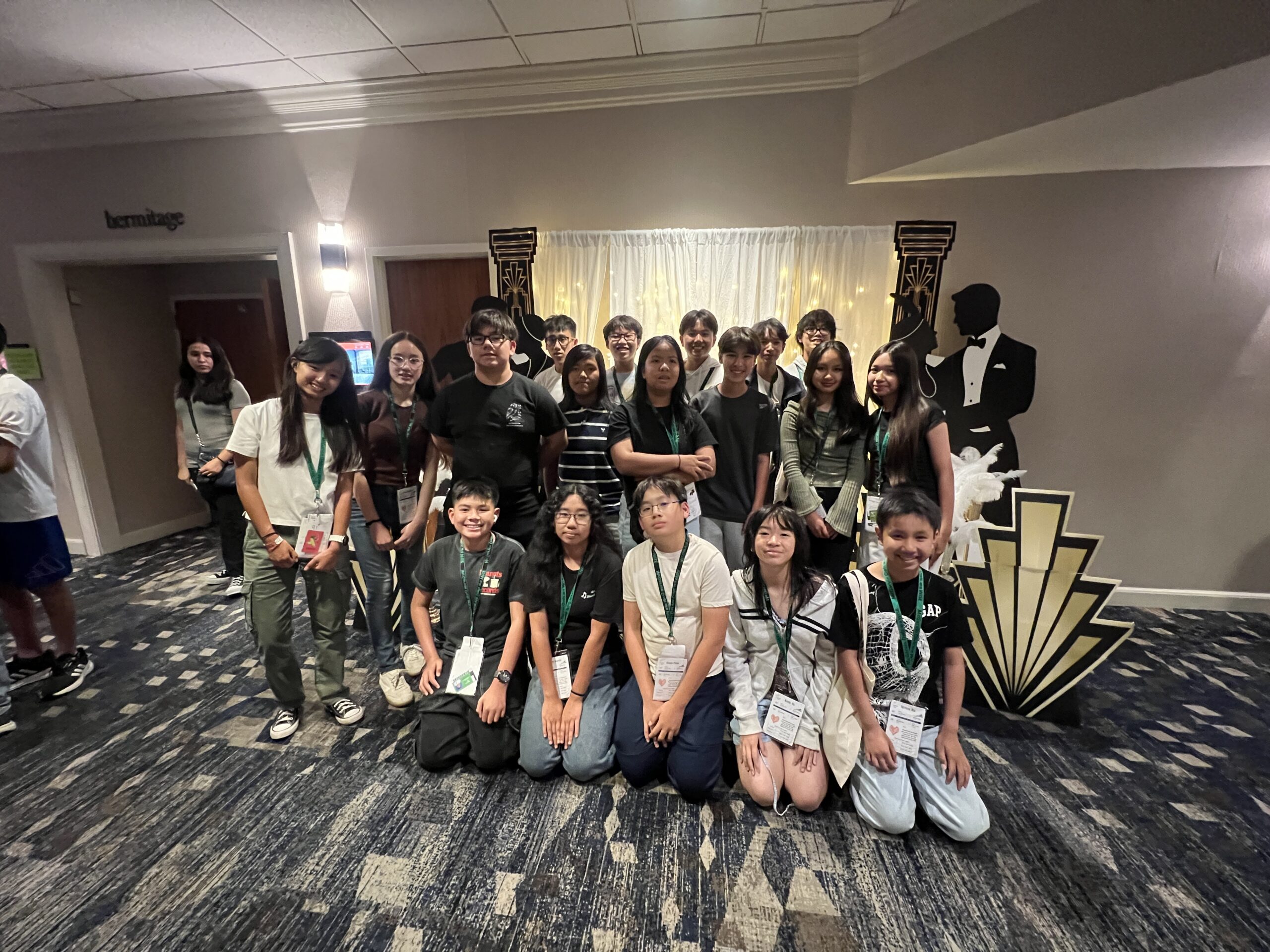 Students from McGarvin Intermediate School in the Garden Grove Unified School District pose for a photo during the 2026 United States Academic Pentathlon National Finals in Nashville, Tennessee.
