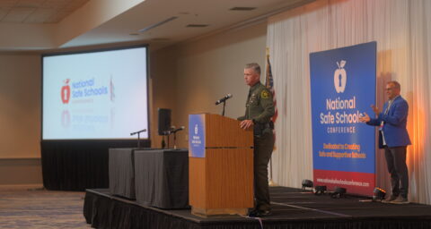 Orange County Undersheriff Jeff Hallock speaks during the 2025 National Safe Schools Conference at the Delta Hotels Anaheim Garden Grove. The annual conference convenes educators, school safety professionals and law enforcement representatives from across the country.