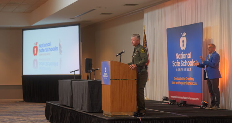 Orange County Undersheriff Jeff Hallock speaks during the 2025 National Safe Schools Conference at the Delta Hotels Anaheim Garden Grove. The annual conference convenes educators, school safety professionals and law enforcement representatives from across the country.