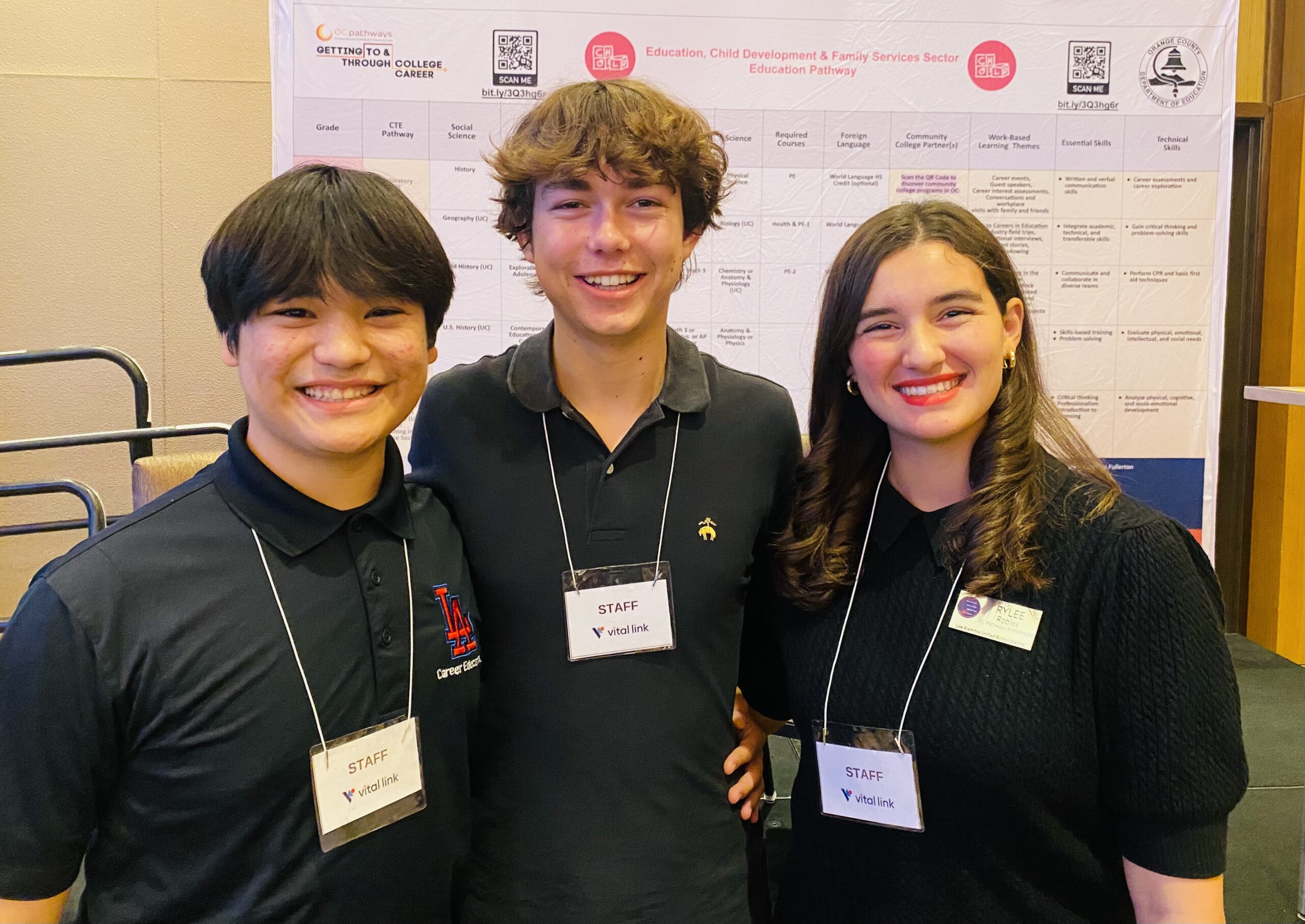 Rylee Robles attends an OC Pathways event with fellow Los Alamitos High School students Kyan Whiten and Sam Bean.