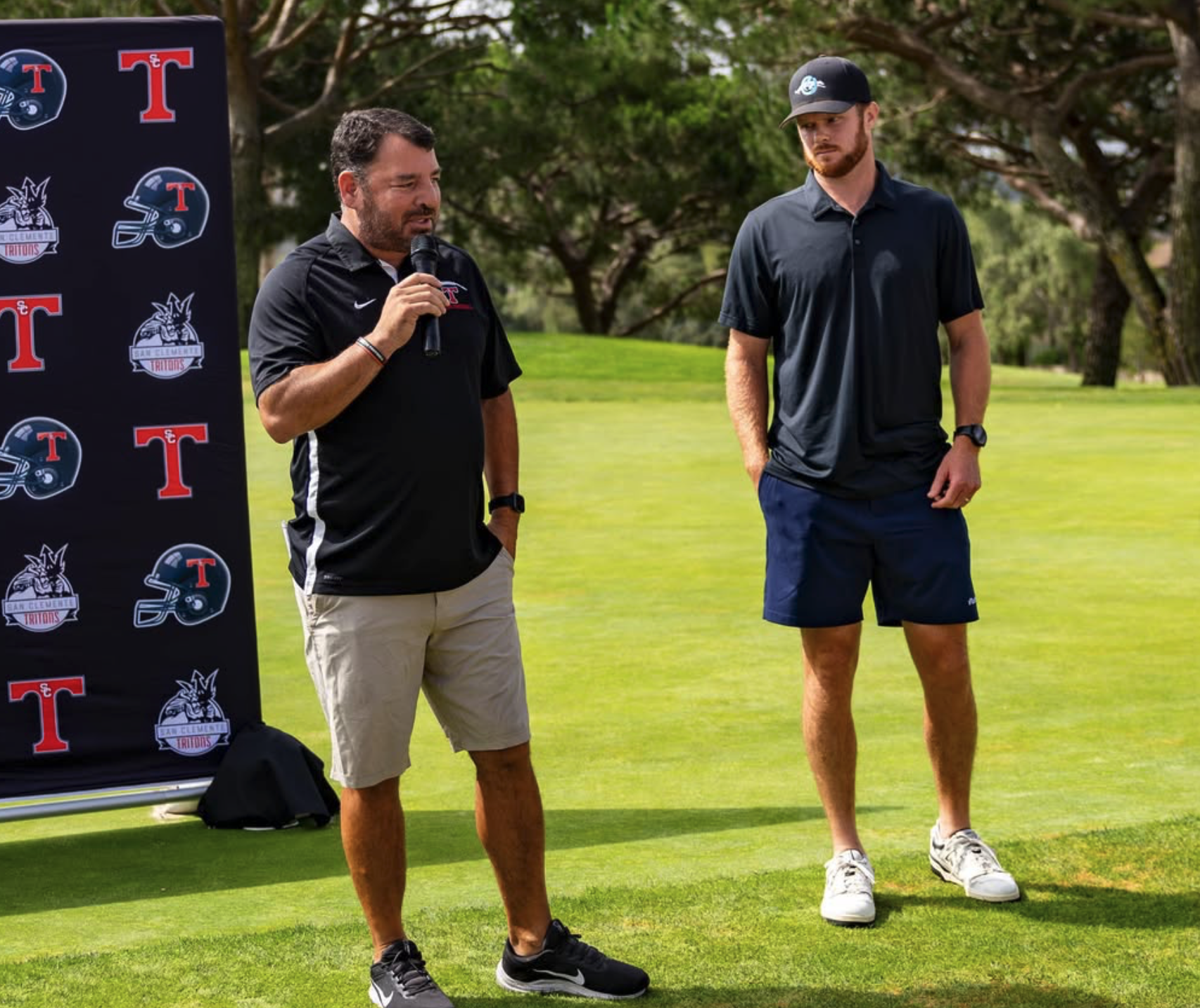 Head Coach Jaime alongside Sam Darnold at the Triton Hall of Fame Golf Tournament at the Talega Golf Course in San Clemente.