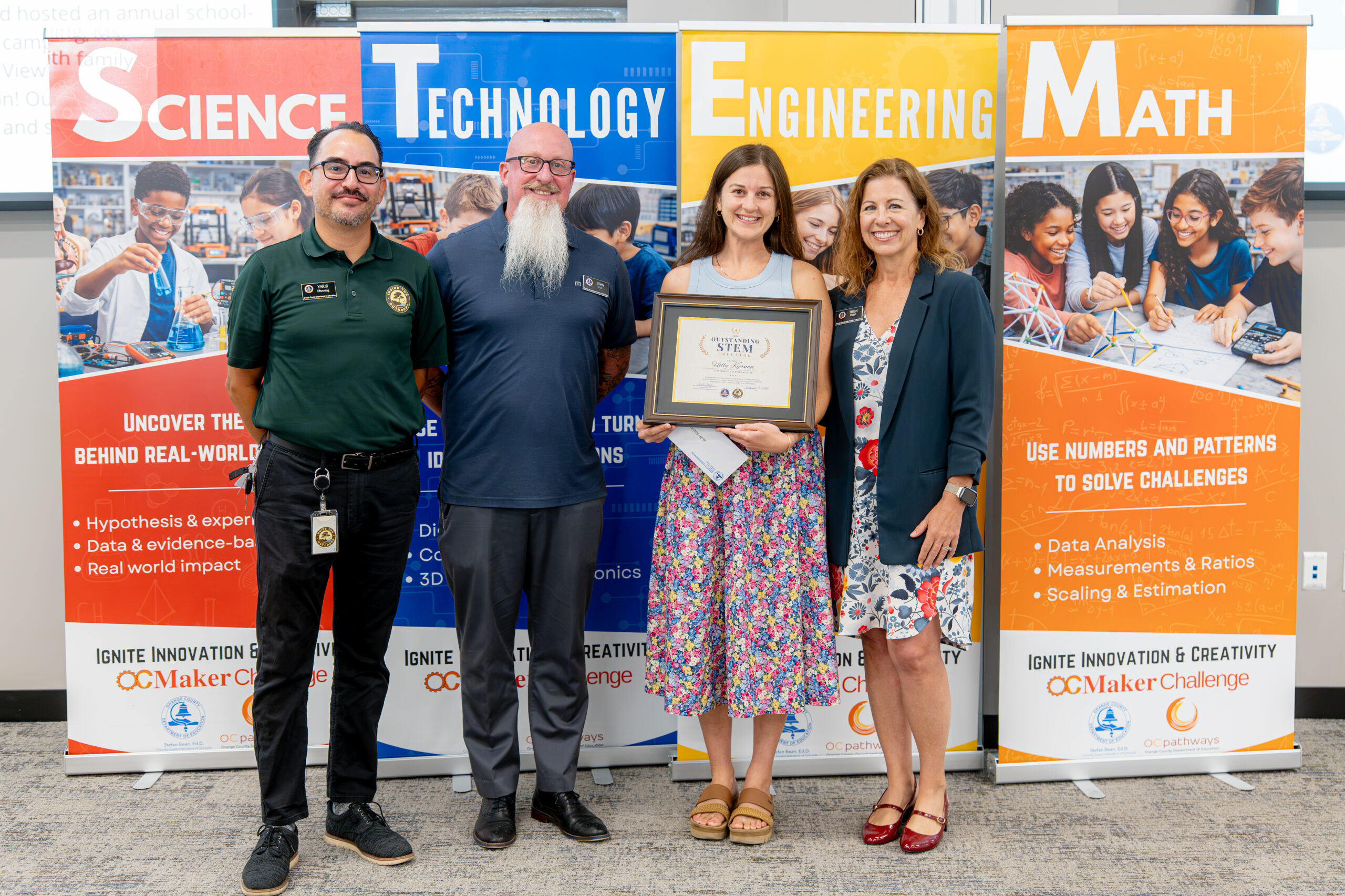 Holly Kiernan of Harbor View Elementary School in the Newport-Mesa Unified School District receives an Outstanding K-12 STEM Educator Award.