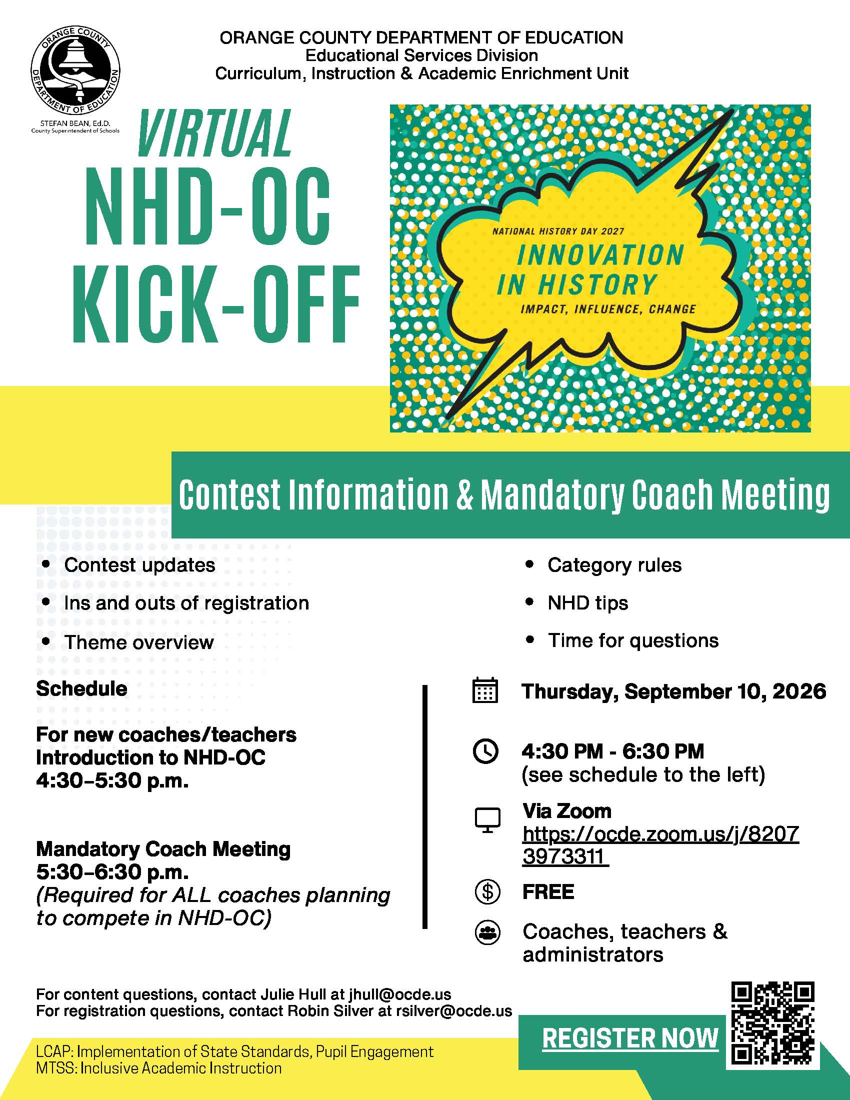 National History Day - Orange County kickoff event flyer