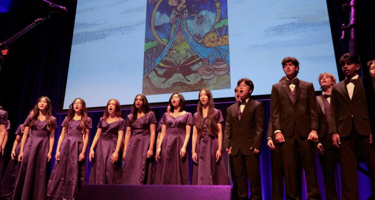 The Portola Singers from Irvine Unified School District perform “Measure Me, Sky!” by Elaine Hagenberg during the 2026 Orange County Music and Arts Administrators Awards. The ensemble is directed by Adrian Rangel-Sanchez, the 2025 OCMAA Award recipient for Secondary Vocal Music.