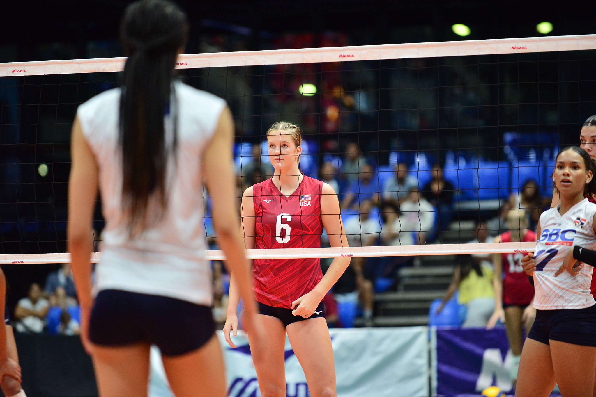 Middle/outside blocker Megan Hodges (6) contributed a team-second-best 12 points, along with four blocks in the gold medal match against the Dominican Republic at the NORCECA U23 Pan Am Cup in Managua, Nicaragua.
