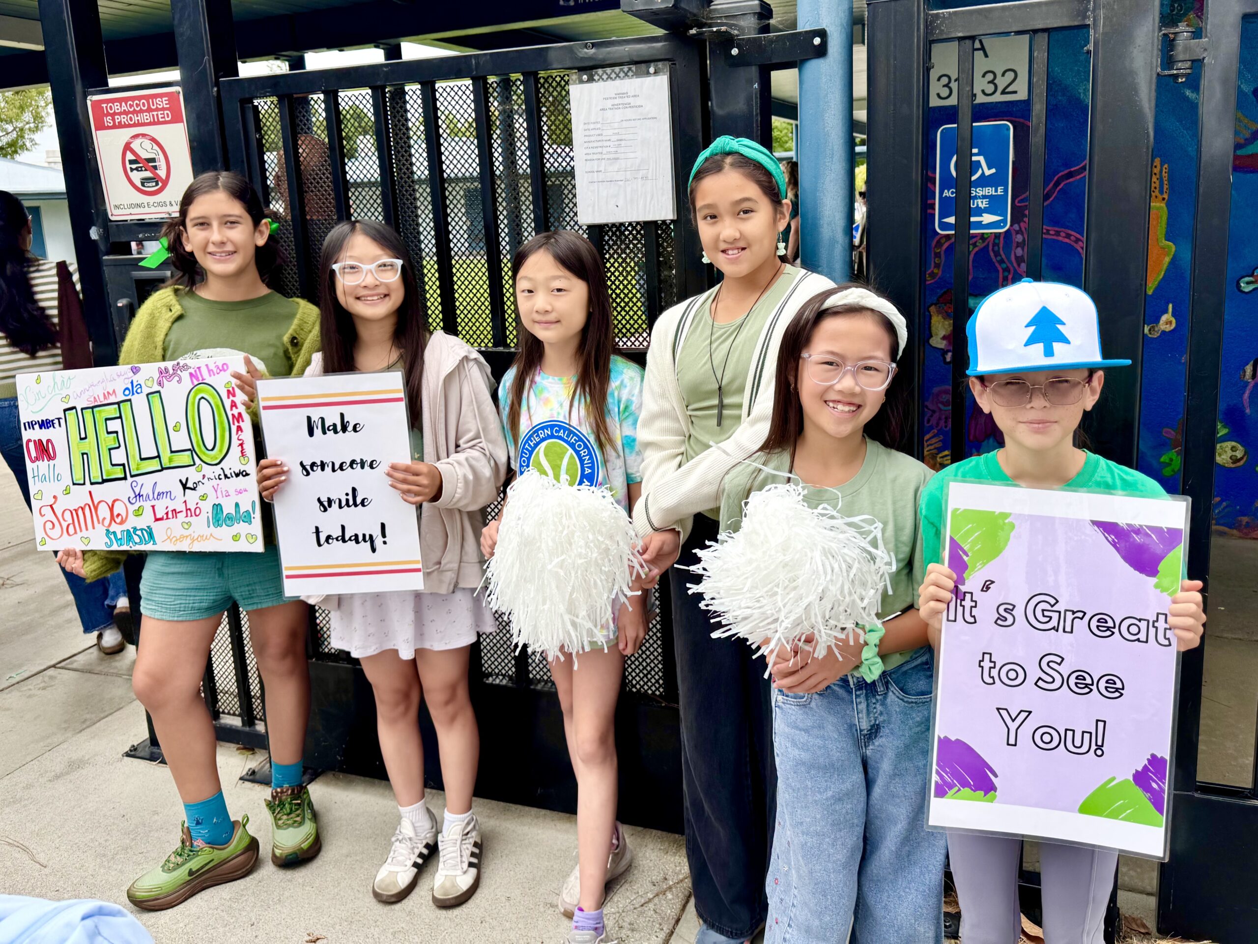 Los Alamitos Unified School District students greeted their peers onto campus with welcoming signs to celebrate Start With Hello Week.