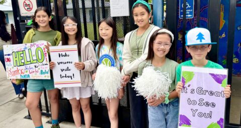 Los Alamitos Unified School District students greeted their peers onto campus with welcoming signs to celebrate Start With Hello Week.