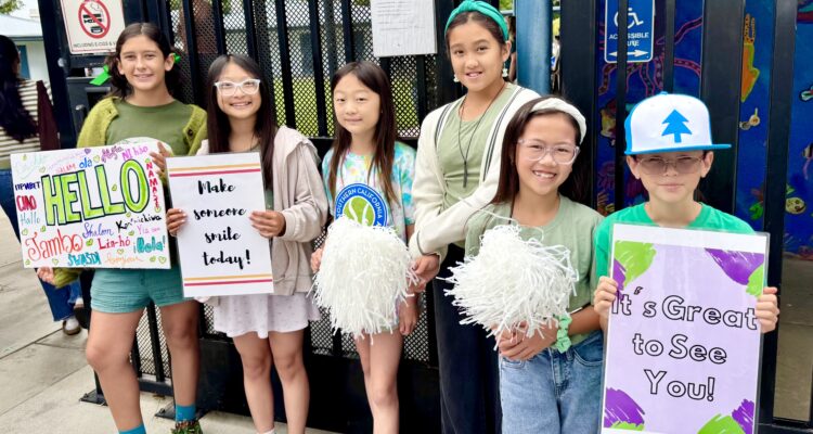 Los Alamitos Unified School District students greeted their peers onto campus with welcoming signs to celebrate Start With Hello Week.