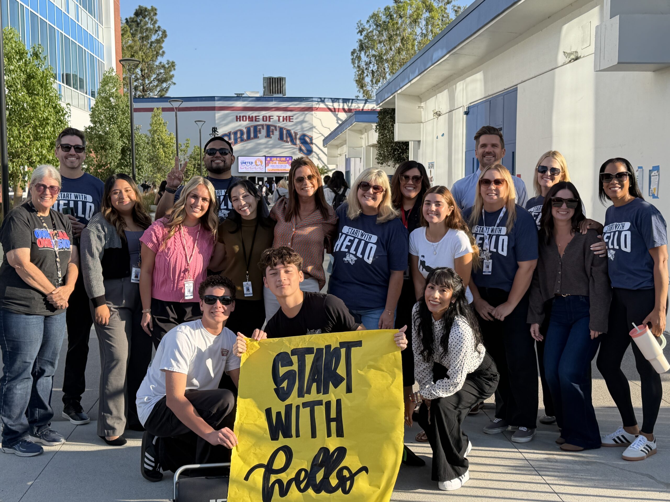 Los Alamitos High School students and staff welcomed high schoolers onto campus to honor Start With Hello Week.