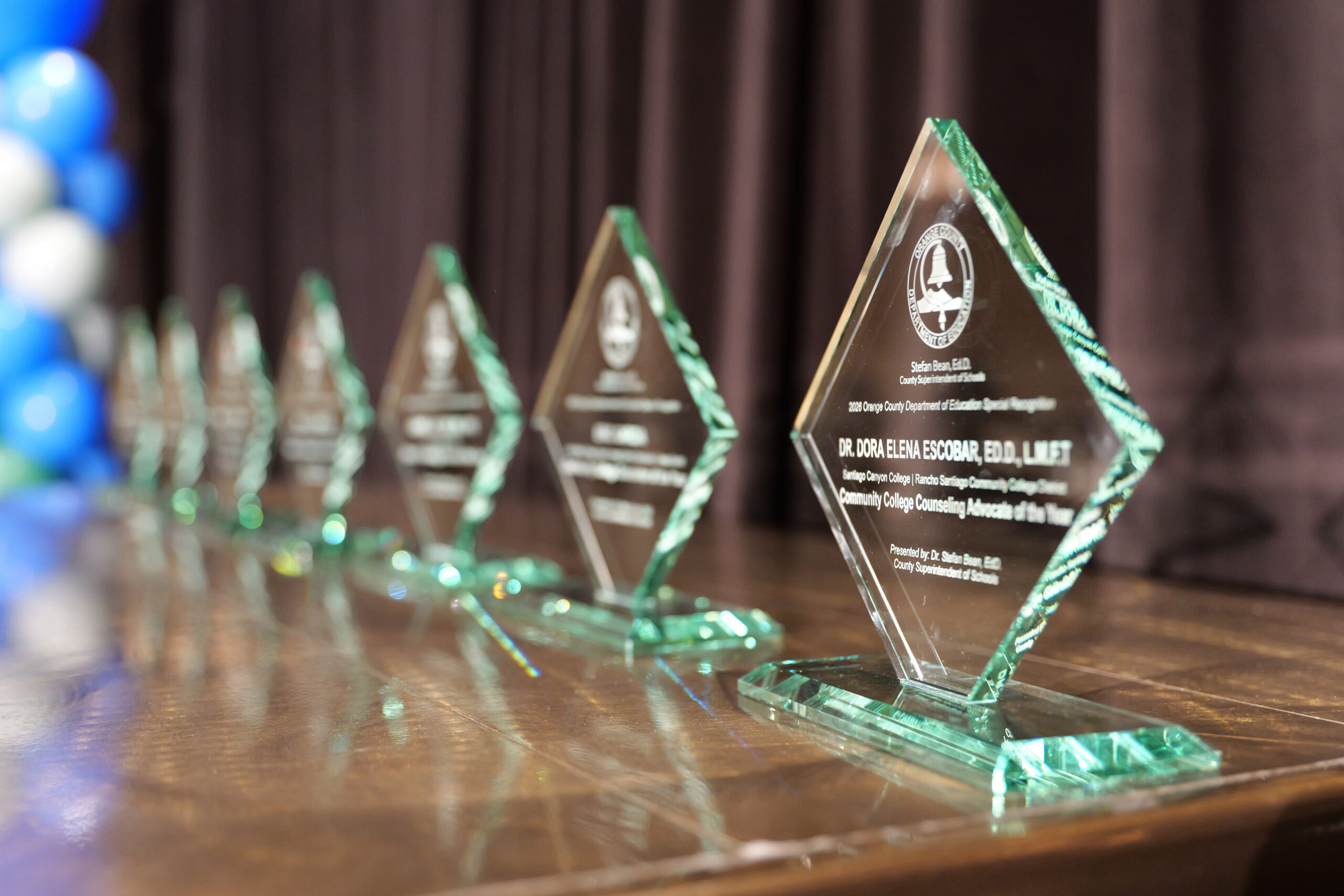 Awards honoring the 2026 Orange County Counselors and Advocates of the Year are displayed during the 12th annual Orange County Counselor Symposium on Feb. 4.