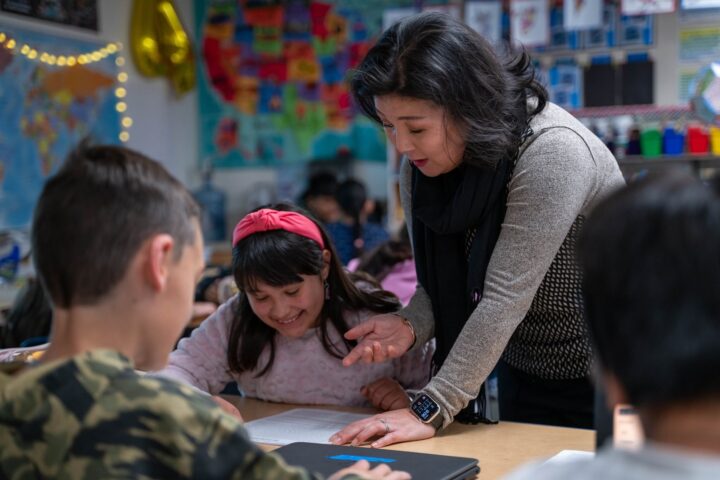 Ji Sun Kim, a teacher at Faylane Elementary School in Garden Grove Unified School District, leads a classroom lesson. Faylane is among 245 Orange County schools recognized on the 2026 California Honor Roll.
