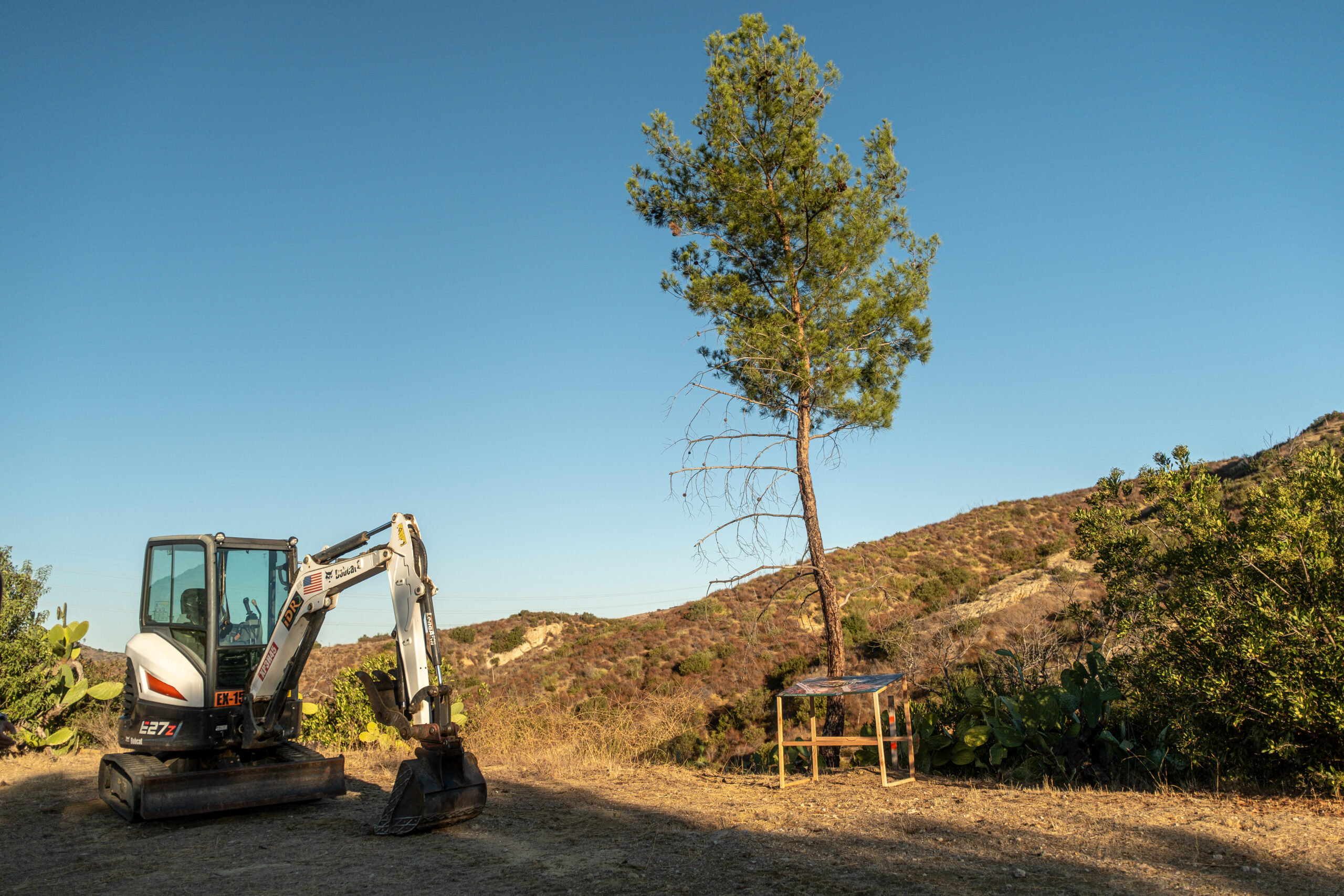 Construction equipment stands ready at Rancho Soñado as work begins on the new Inside the Outdoors Education Center in the Santa Ana Mountains.