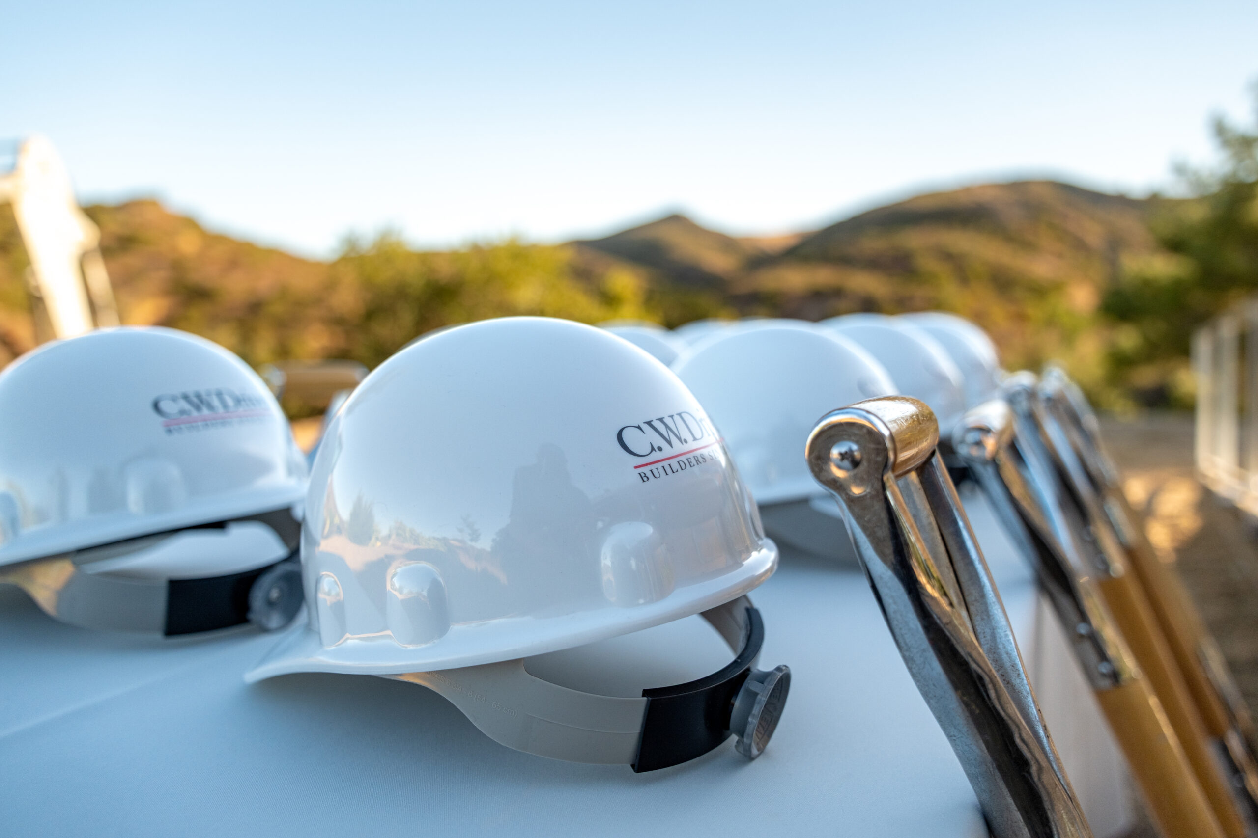 Hard hats and ceremonial shovels await participants at the Oct. 6 groundbreaking for the new Rancho Soñado Inside the Outdoors Education Center.