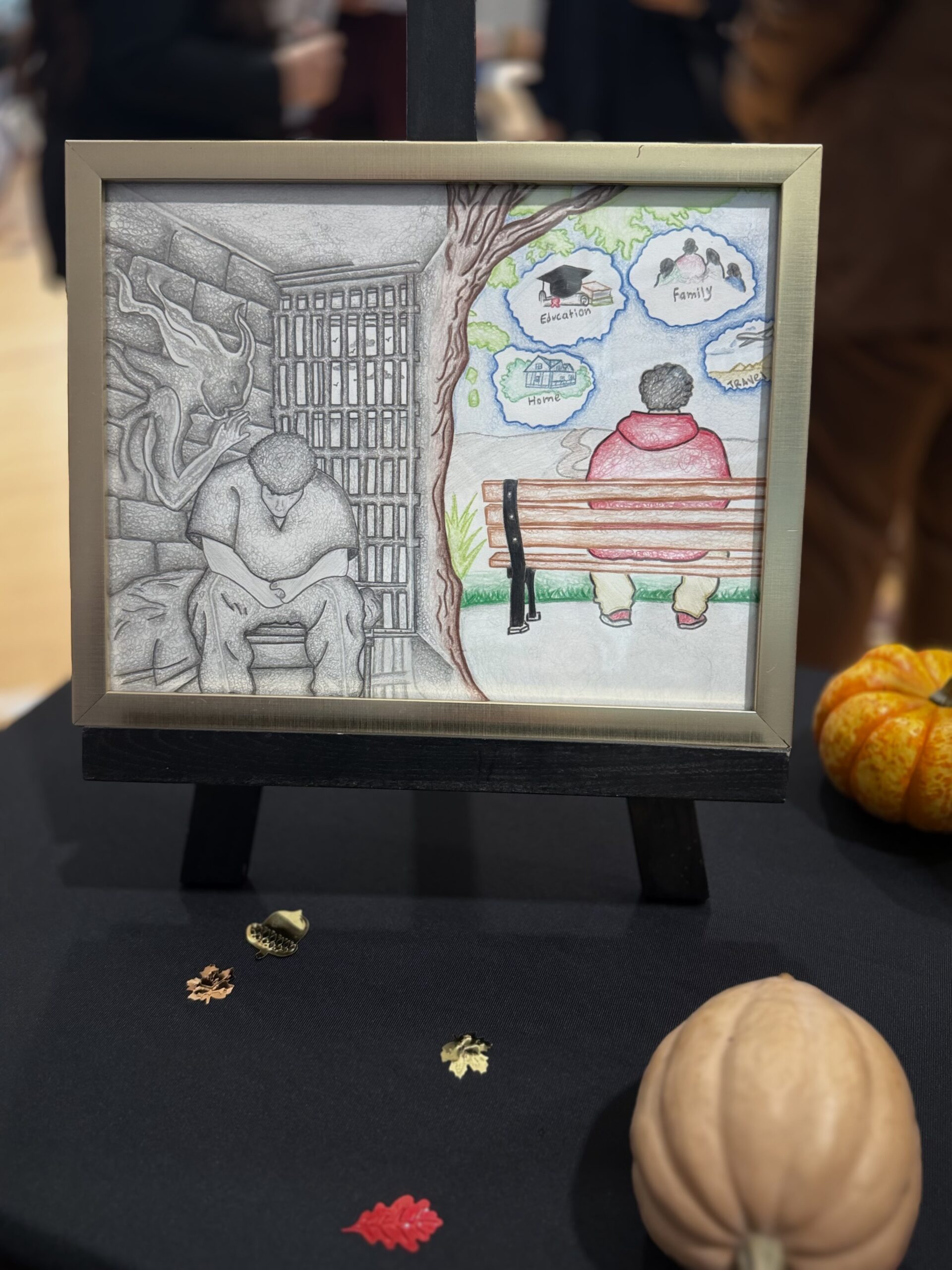 The third-place drawing at the Ninth Annual Essay and Visual Arts Contest for incarcerated youth at Otto A. Fischer School within Orange County Juvenile Hall.