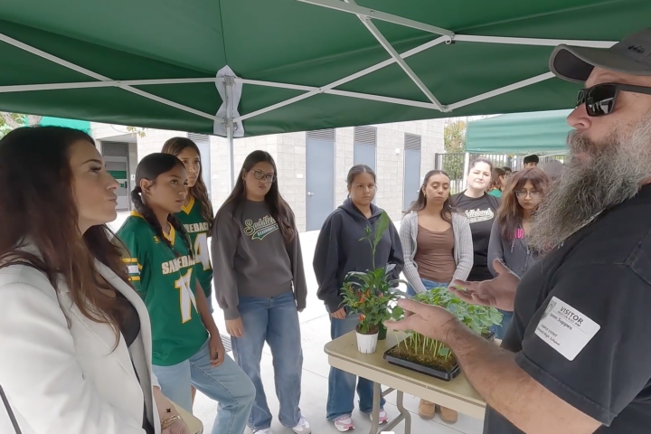 Saddleback High School students learn about plants and growing techniques during a Sept. 21 event celebrating the school’s $10,000 Future Innovators Initiative grant from Hyundai.