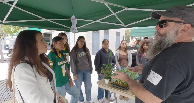 Saddleback High School students learn about plants and growing techniques during a Sept. 21 event celebrating the school’s $10,000 Future Innovators Initiative grant from Hyundai.