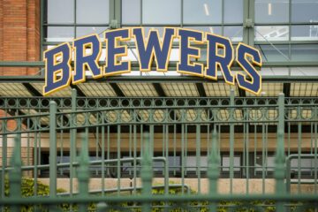 One of the entrances to American Family Field in Milwaukee, Wisconsin, home of the Milwaukee Brewers